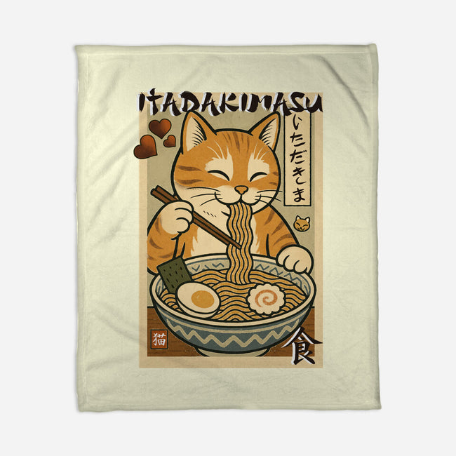 Itadakimasu Cat-None-Fleece-Blanket-fanfabio
