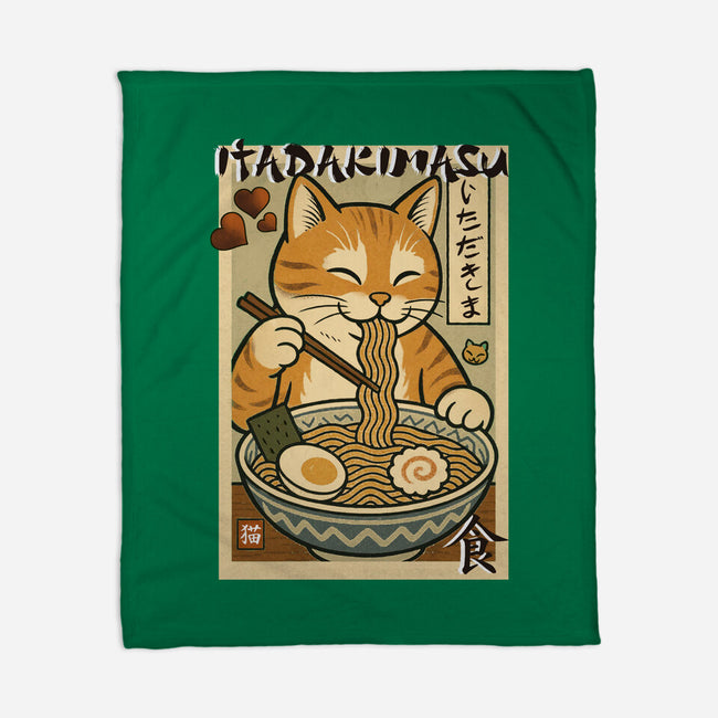 Itadakimasu Cat-None-Fleece-Blanket-fanfabio