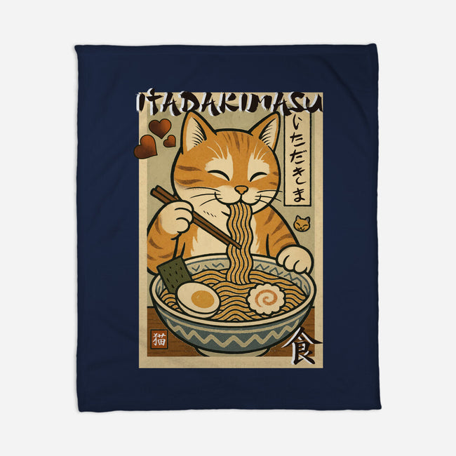 Itadakimasu Cat-None-Fleece-Blanket-fanfabio