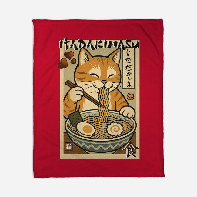 Itadakimasu Cat-None-Fleece-Blanket-fanfabio