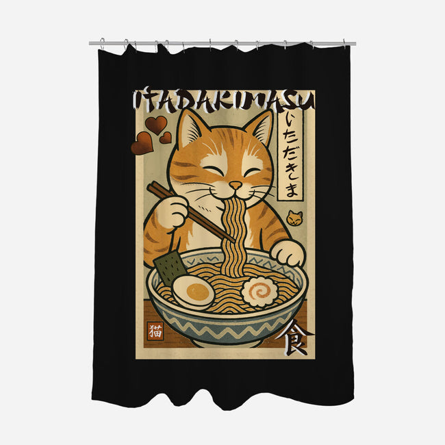 Itadakimasu Cat-None-Polyester-Shower Curtain-fanfabio