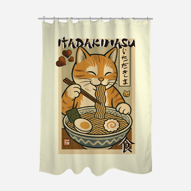 Itadakimasu Cat-None-Polyester-Shower Curtain-fanfabio