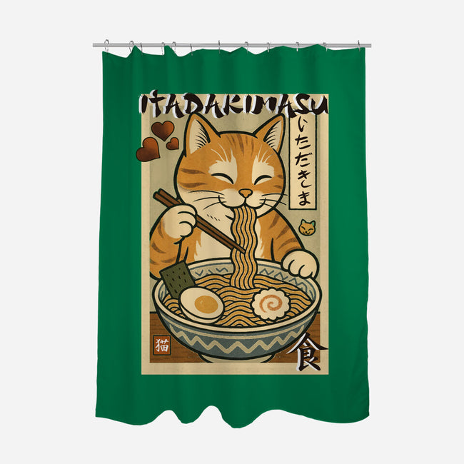 Itadakimasu Cat-None-Polyester-Shower Curtain-fanfabio