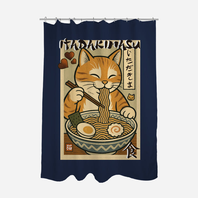 Itadakimasu Cat-None-Polyester-Shower Curtain-fanfabio