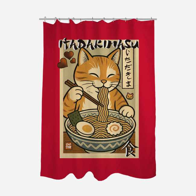 Itadakimasu Cat-None-Polyester-Shower Curtain-fanfabio