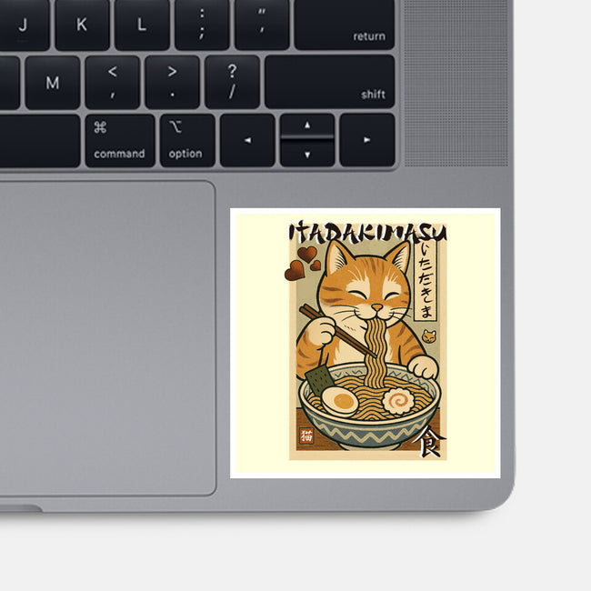 Itadakimasu Cat-None-Glossy-Sticker-fanfabio