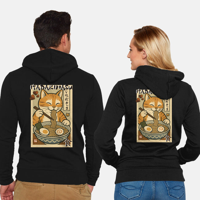 Itadakimasu Cat-Unisex-Zip-Up-Sweatshirt-fanfabio
