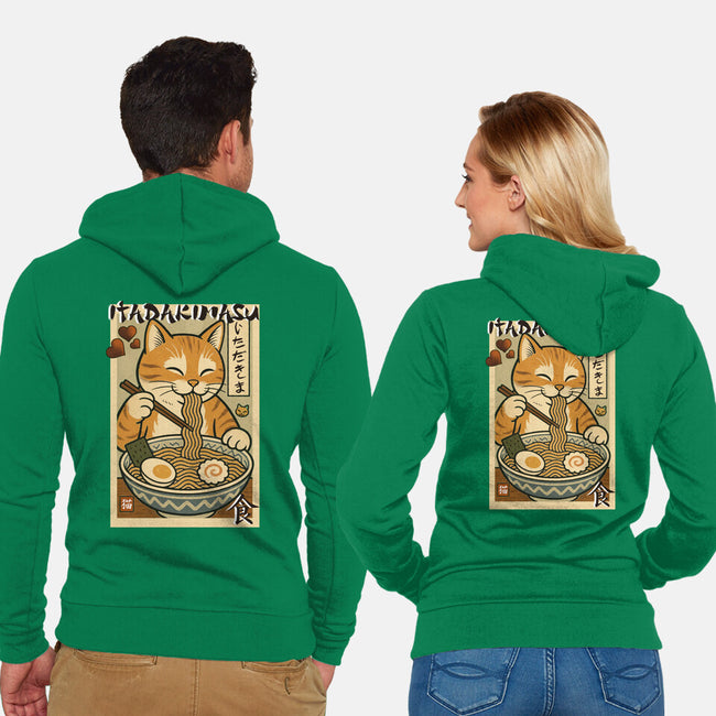 Itadakimasu Cat-Unisex-Zip-Up-Sweatshirt-fanfabio