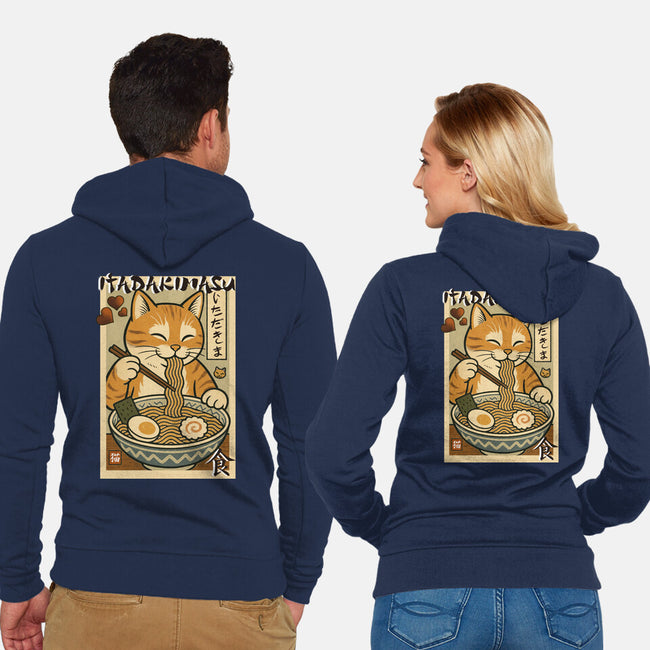 Itadakimasu Cat-Unisex-Zip-Up-Sweatshirt-fanfabio