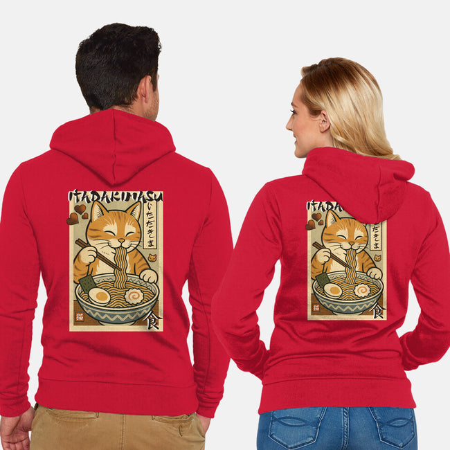 Itadakimasu Cat-Unisex-Zip-Up-Sweatshirt-fanfabio