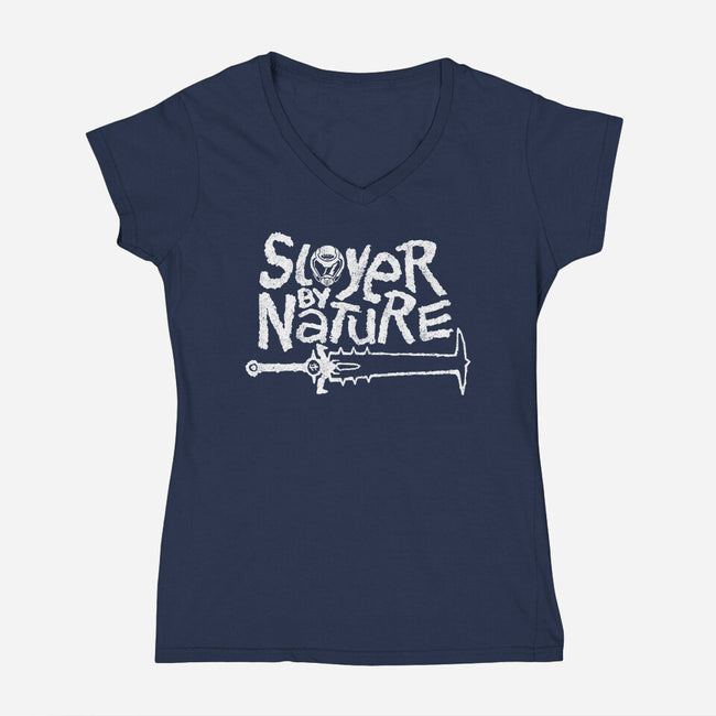 Slayer By Nature-Womens-V-Neck-Tee-demonigote