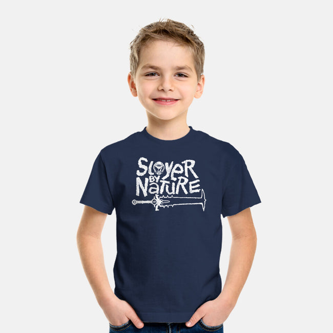 Slayer By Nature-Youth-Basic-Tee-demonigote