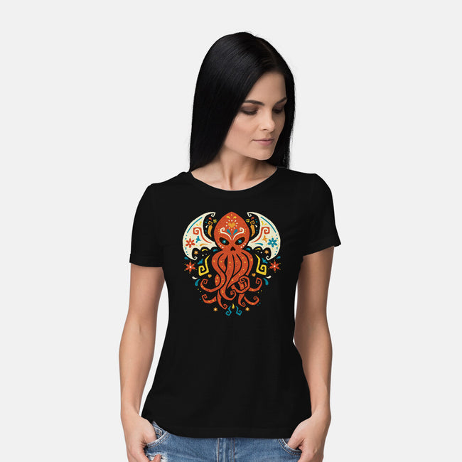 El Dia Del Cthulhu-Womens-Basic-Tee-Wenceslao A Romero
