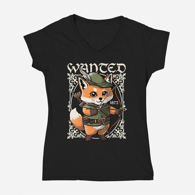 Wanted Robin In The Hood-Womens-V-Neck-Tee-NemiMakeit