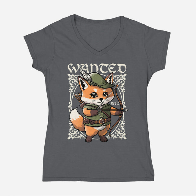 Wanted Robin In The Hood-Womens-V-Neck-Tee-NemiMakeit