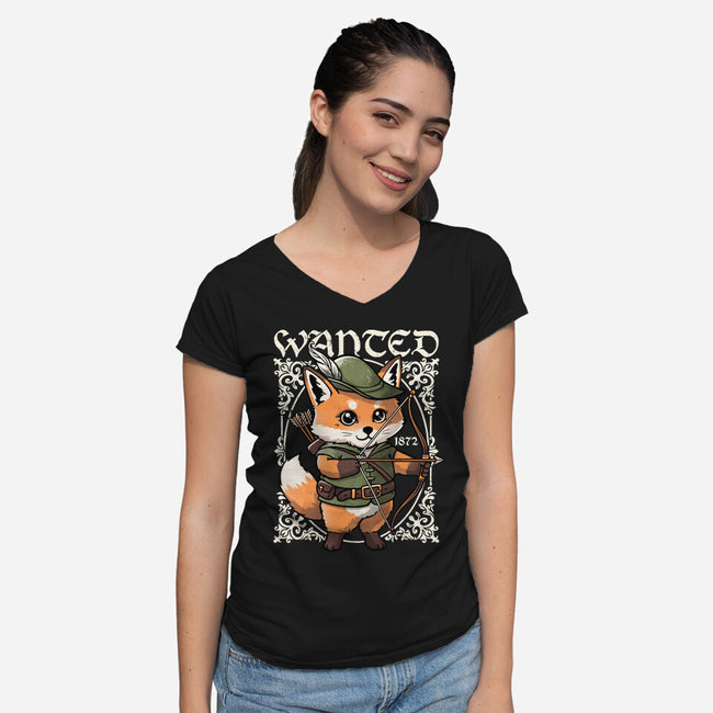 Wanted Robin In The Hood-Womens-V-Neck-Tee-NemiMakeit