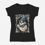 Owl Wizard Merlin-Womens-V-Neck-Tee-NemiMakeit