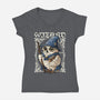 Owl Wizard Merlin-Womens-V-Neck-Tee-NemiMakeit