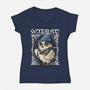 Owl Wizard Merlin-Womens-V-Neck-Tee-NemiMakeit