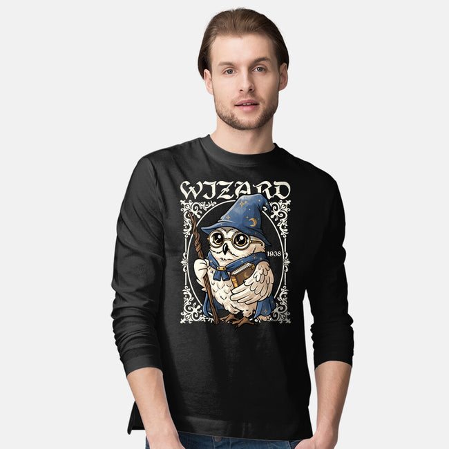 Owl Wizard Merlin-Mens-Long Sleeved-Tee-NemiMakeit