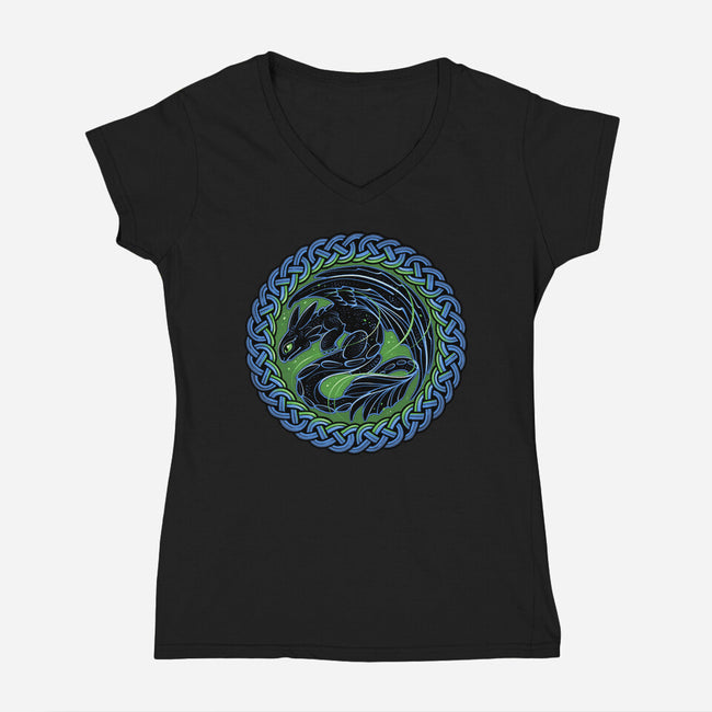 Emblem Of The Black Dragon-Womens-V-Neck-Tee-momma_gorilla
