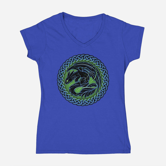 Emblem Of The Black Dragon-Womens-V-Neck-Tee-momma_gorilla