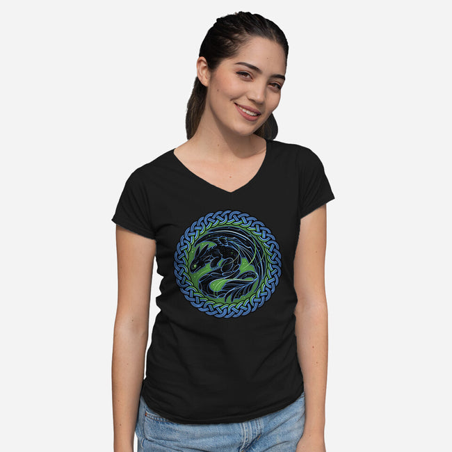 Emblem Of The Black Dragon-Womens-V-Neck-Tee-momma_gorilla