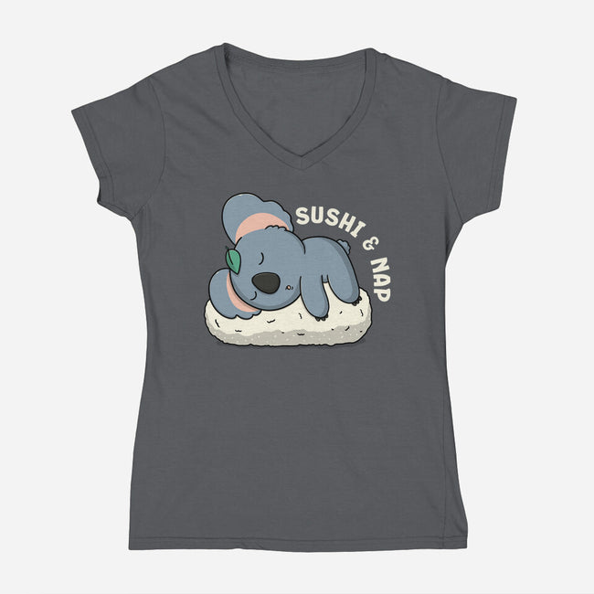 Sushi And Nap-Womens-V-Neck-Tee-Freecheese