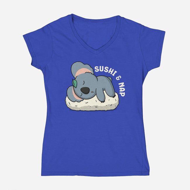Sushi And Nap-Womens-V-Neck-Tee-Freecheese