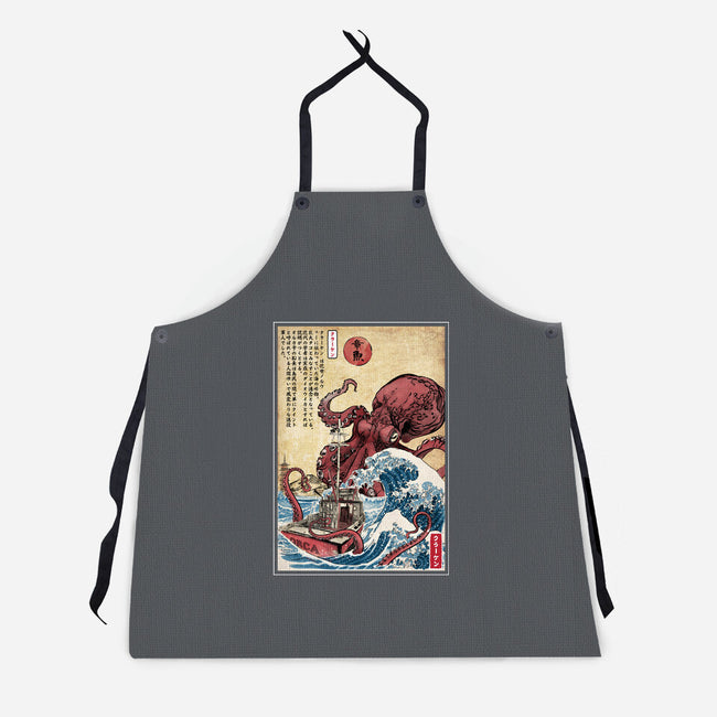 Hunting The Kraken In Japan-Unisex-Kitchen-Apron-DrMonekers