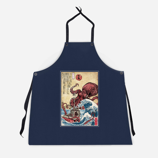 Hunting The Kraken In Japan-Unisex-Kitchen-Apron-DrMonekers