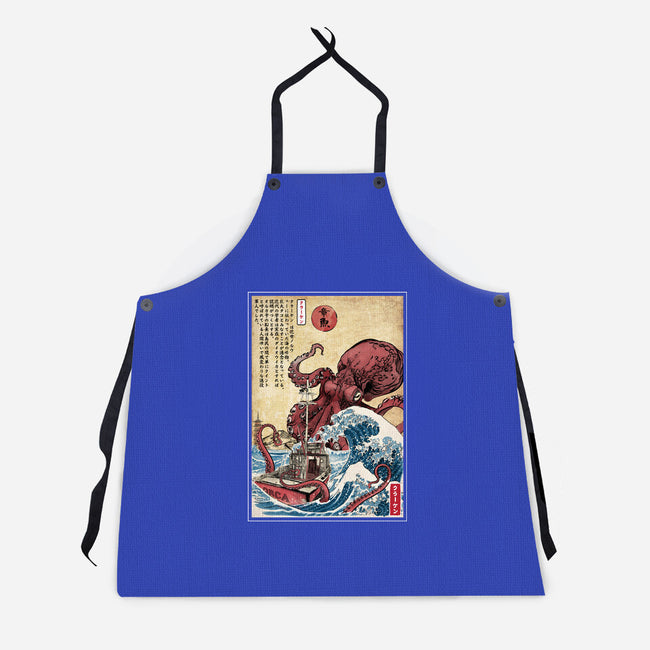 Hunting The Kraken In Japan-Unisex-Kitchen-Apron-DrMonekers