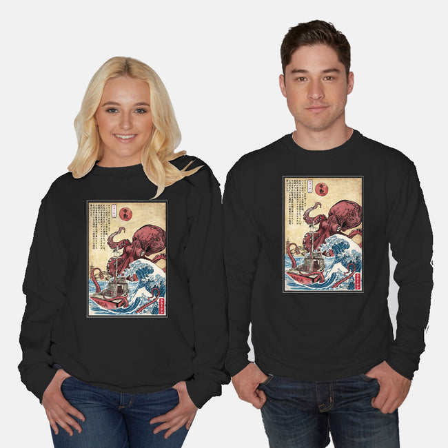 Hunting The Kraken In Japan-Unisex-Crew Neck-Sweatshirt-DrMonekers