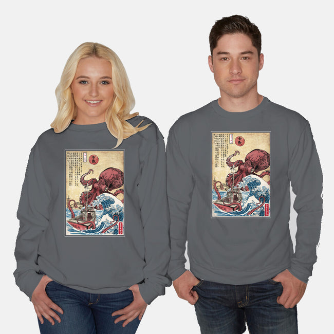 Hunting The Kraken In Japan-Unisex-Crew Neck-Sweatshirt-DrMonekers