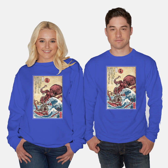 Hunting The Kraken In Japan-Unisex-Crew Neck-Sweatshirt-DrMonekers