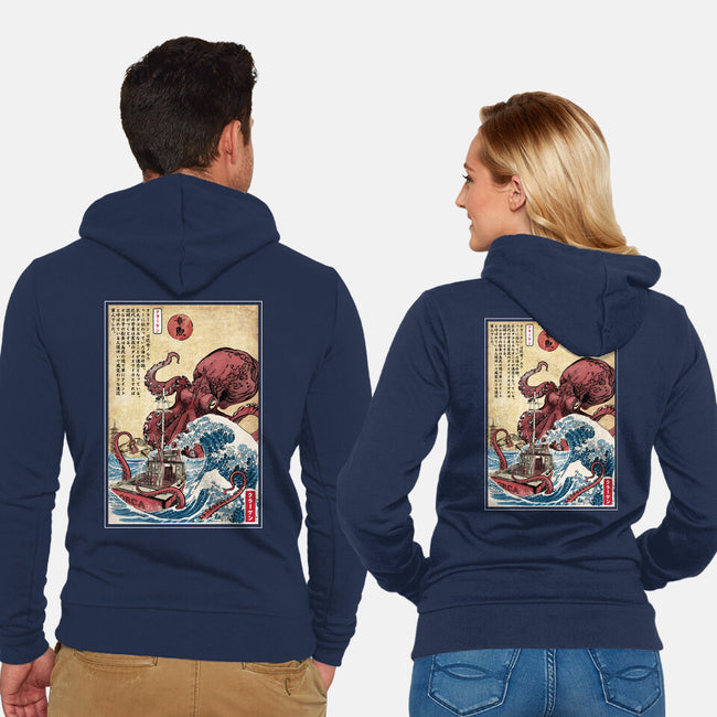 Hunting The Kraken In Japan-Unisex-Zip-Up-Sweatshirt-DrMonekers