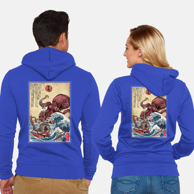 Hunting The Kraken In Japan-Unisex-Zip-Up-Sweatshirt-DrMonekers