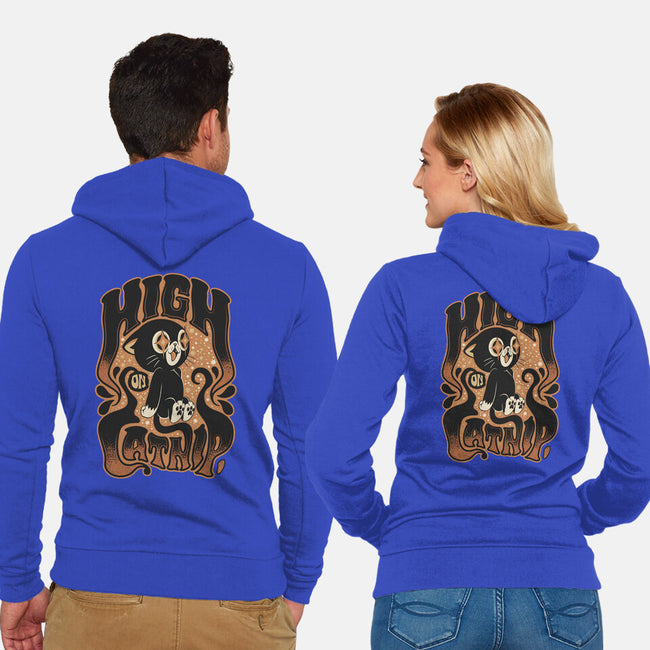 High On Catnip-Unisex-Zip-Up-Sweatshirt-Popnotic