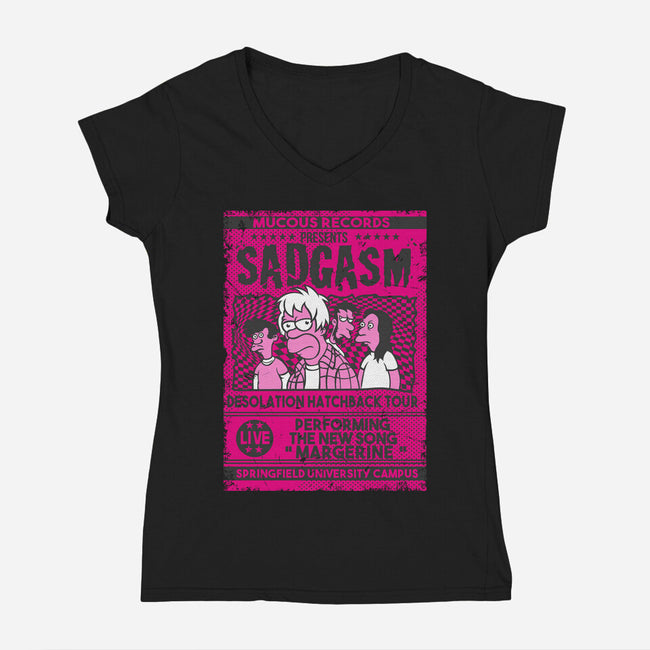 Sadgasm Live-Womens-V-Neck-Tee-SuperEdu