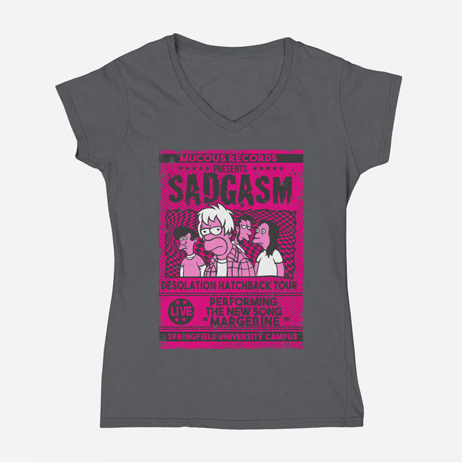 Sadgasm Live-Womens-V-Neck-Tee-SuperEdu
