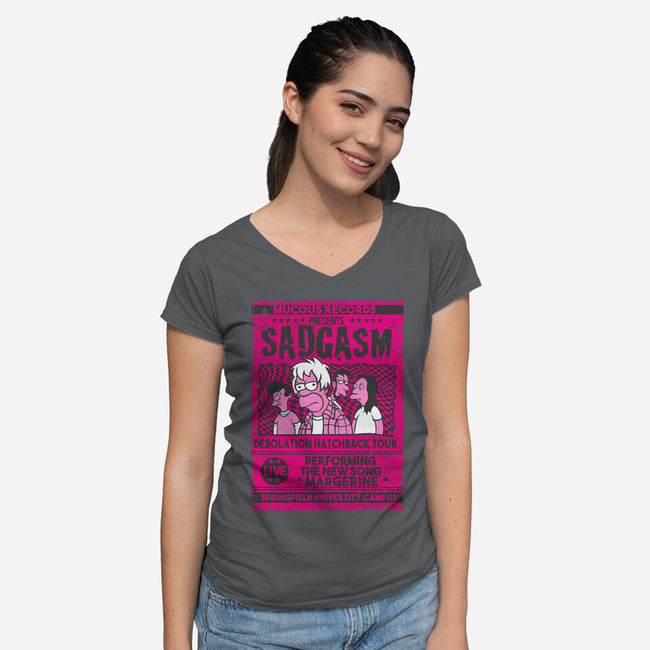 Sadgasm Live-Womens-V-Neck-Tee-SuperEdu