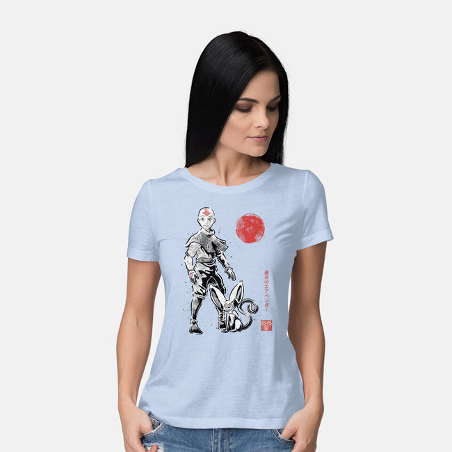 Air Bender Sumi-e-Womens-Basic-Tee-Astrobot Invention