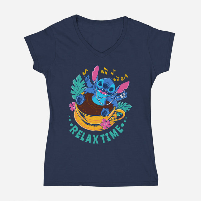 Relax For Coffee Time-Womens-V-Neck-Tee-spoilerinc
