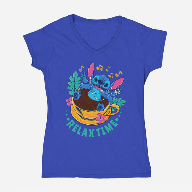 Relax For Coffee Time-Womens-V-Neck-Tee-spoilerinc