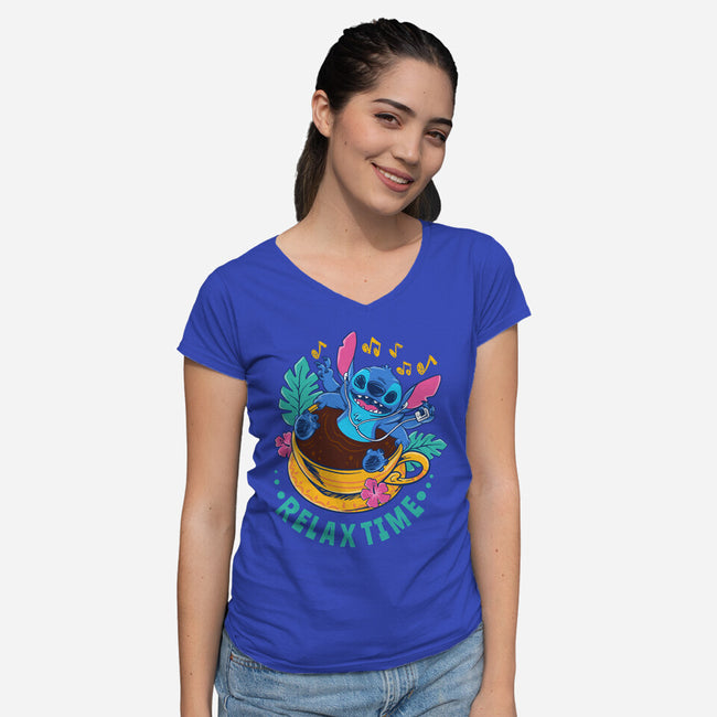 Relax For Coffee Time-Womens-V-Neck-Tee-spoilerinc