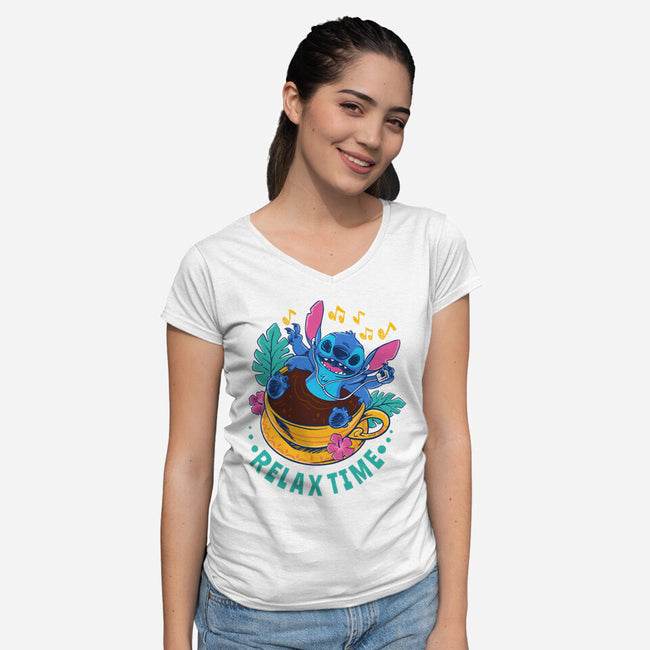 Relax For Coffee Time-Womens-V-Neck-Tee-spoilerinc