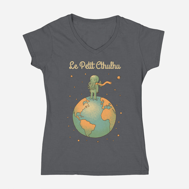 Le Petit Cthulhu-Womens-V-Neck-Tee-dfonseca