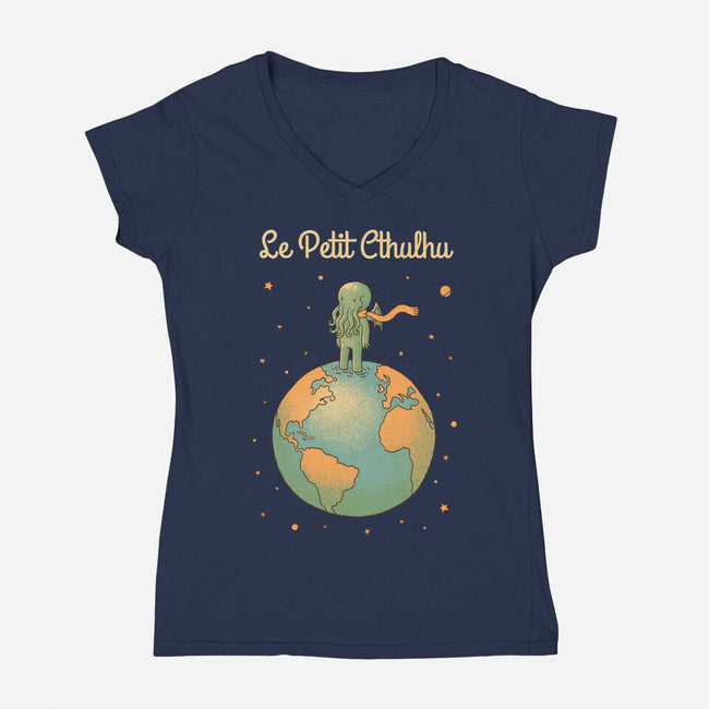 Le Petit Cthulhu-Womens-V-Neck-Tee-dfonseca