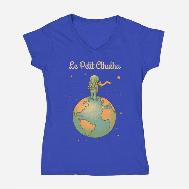 Le Petit Cthulhu-Womens-V-Neck-Tee-dfonseca