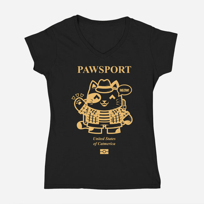 Pawsport Cat-Womens-V-Neck-Tee-krisren28